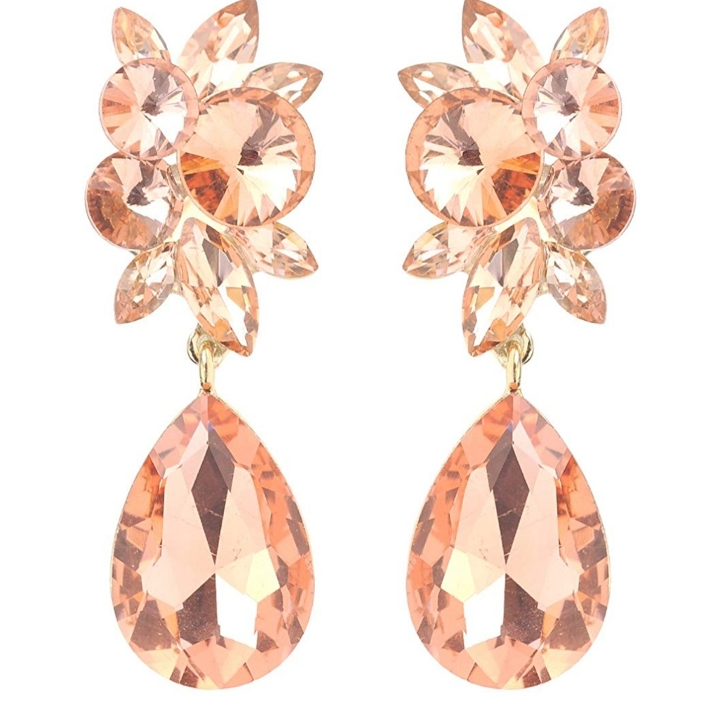 JIM BALL Crystal Clip On Pageant Earrings
